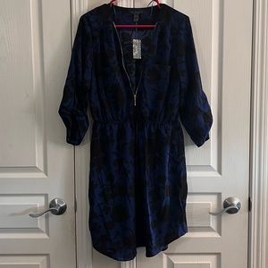 Society Blue and Navy Floral Print Dress
